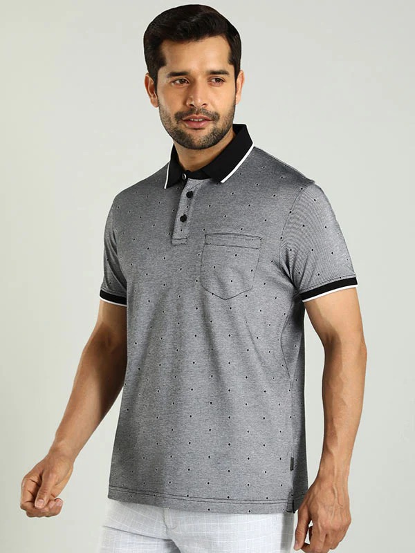 Indian Terrain Men's Half Sleeve Regular Fit Black Polo T-Shirt